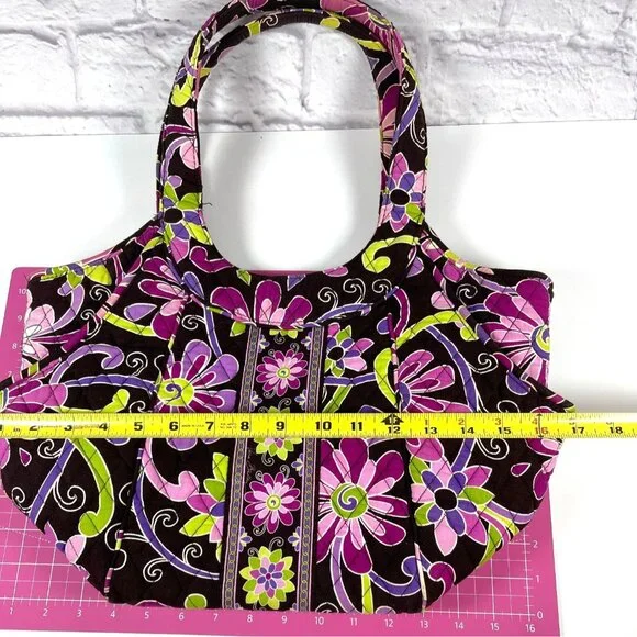 Vera Bradley Shoulder Tote Bag Purple Punch Floral Quilted Purse Pockets Retired - Picture 13 of 16